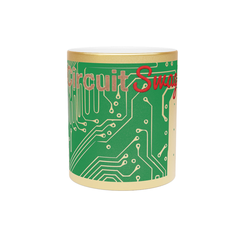 Circuit Board Trace Metallic Mug — Silver or Gold