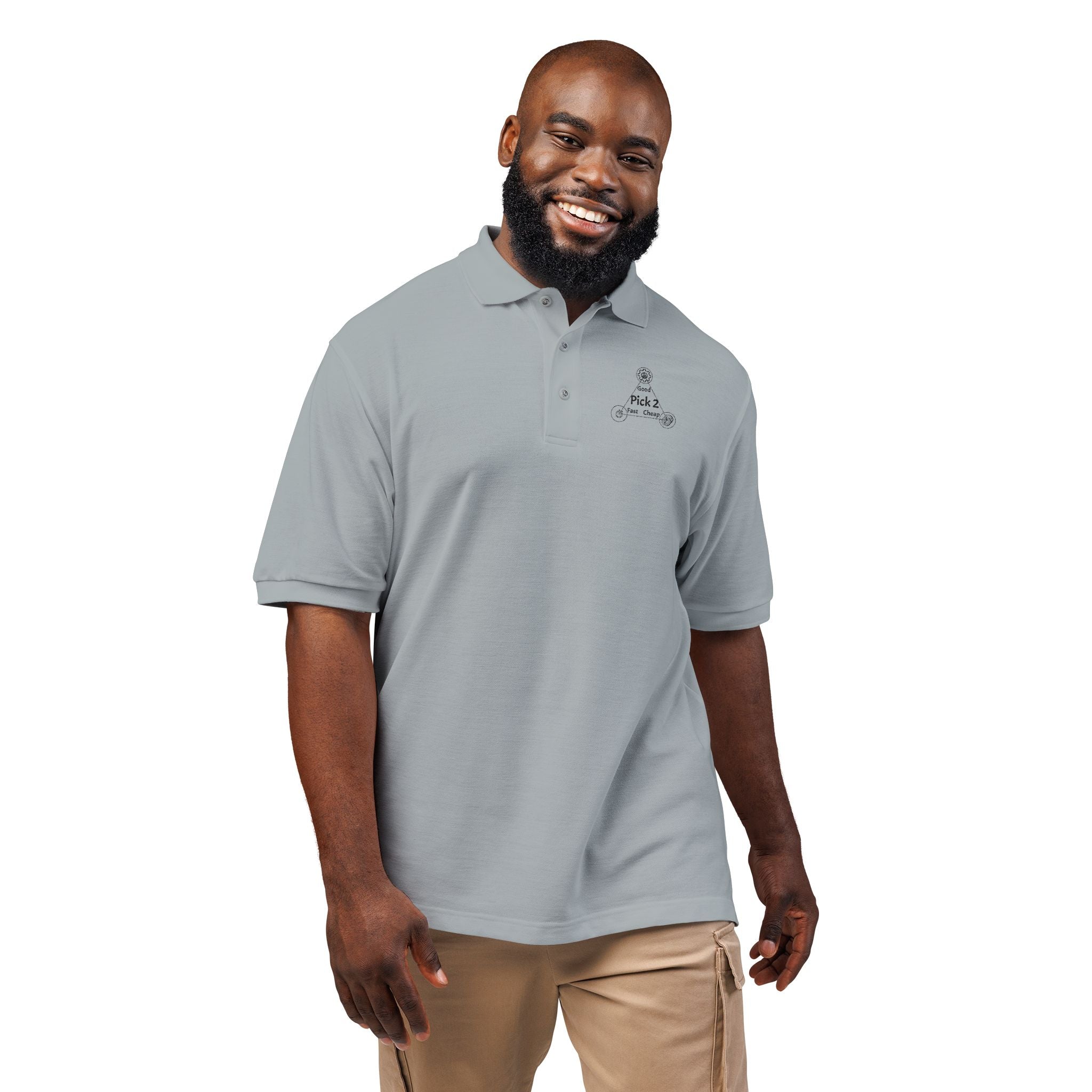 'Good, Fast, Cheap — Pick Two' Embroidered Polo Shirt Main image