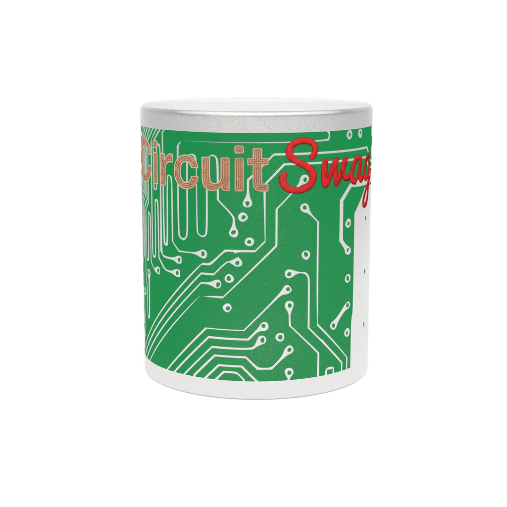Circuit Board Trace Metallic Mug — Silver or Gold