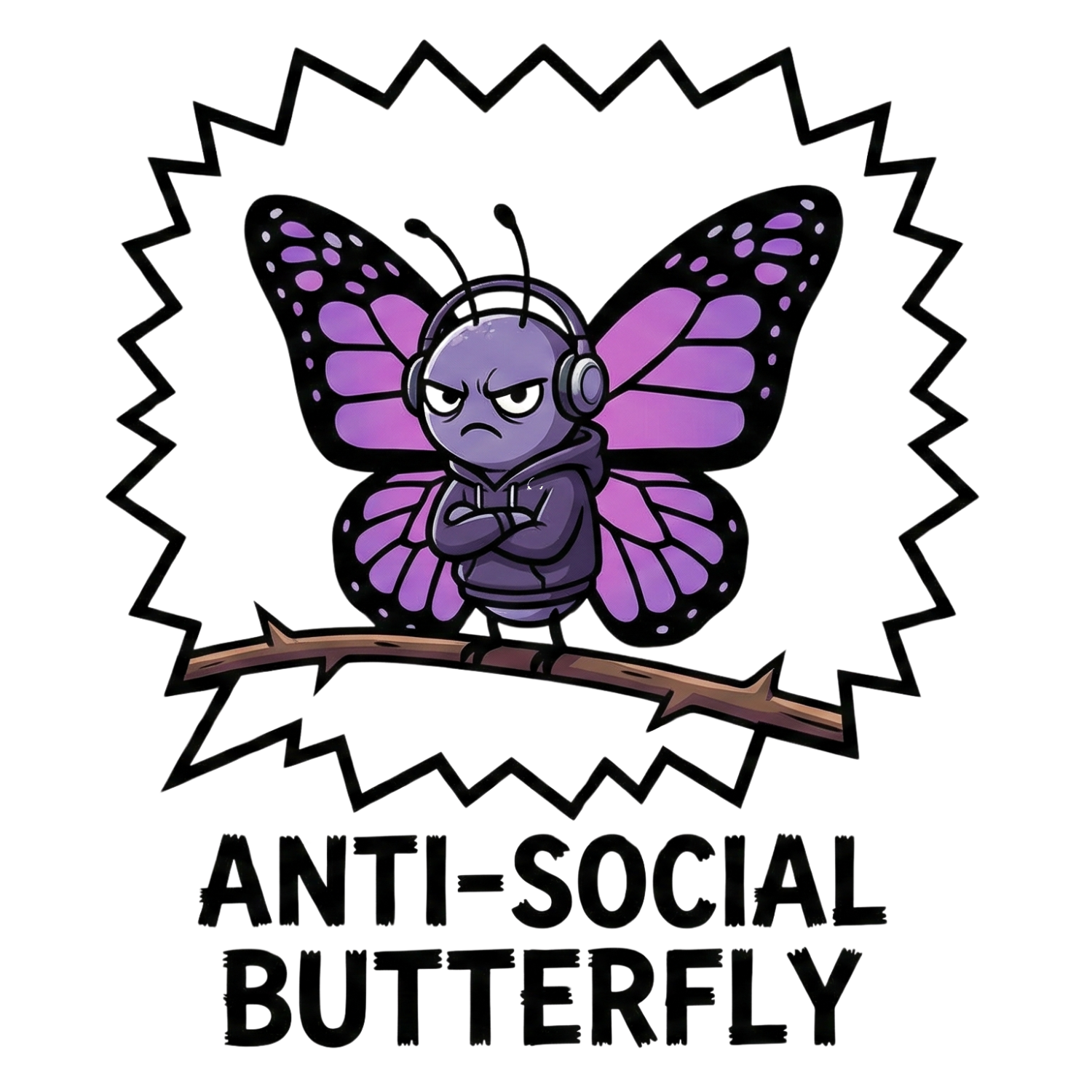 Anti-Social Butterfly T-Shirt | Funny Quote Tee