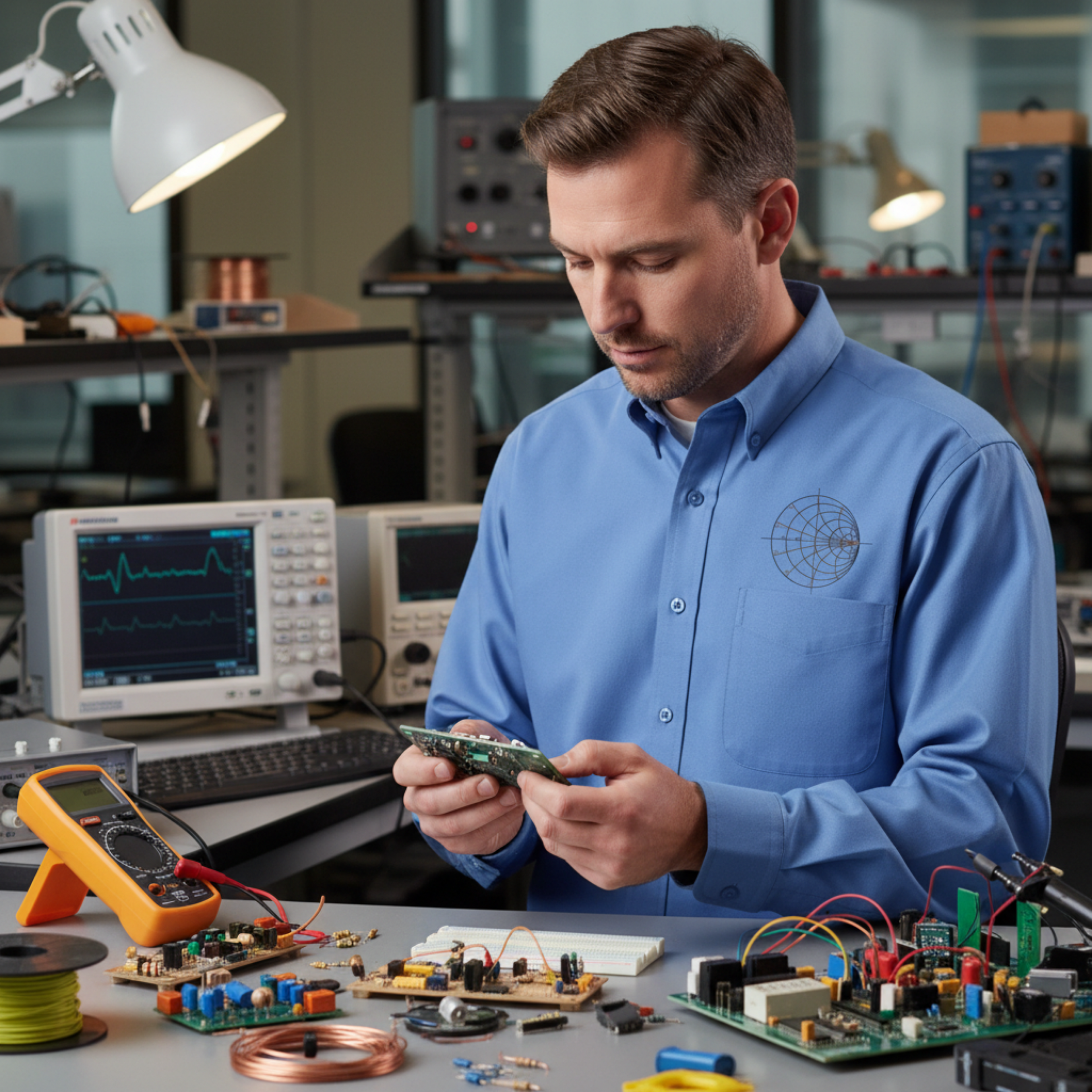 RF Engineer Smith Chart Embroidered Long Sleeve Shirt