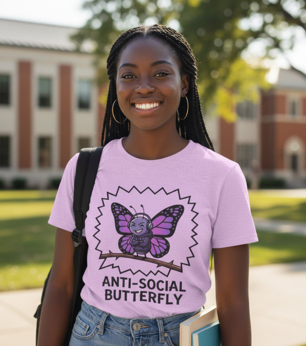 Anti-Social Butterfly T-Shirt | Funny Quote Tee