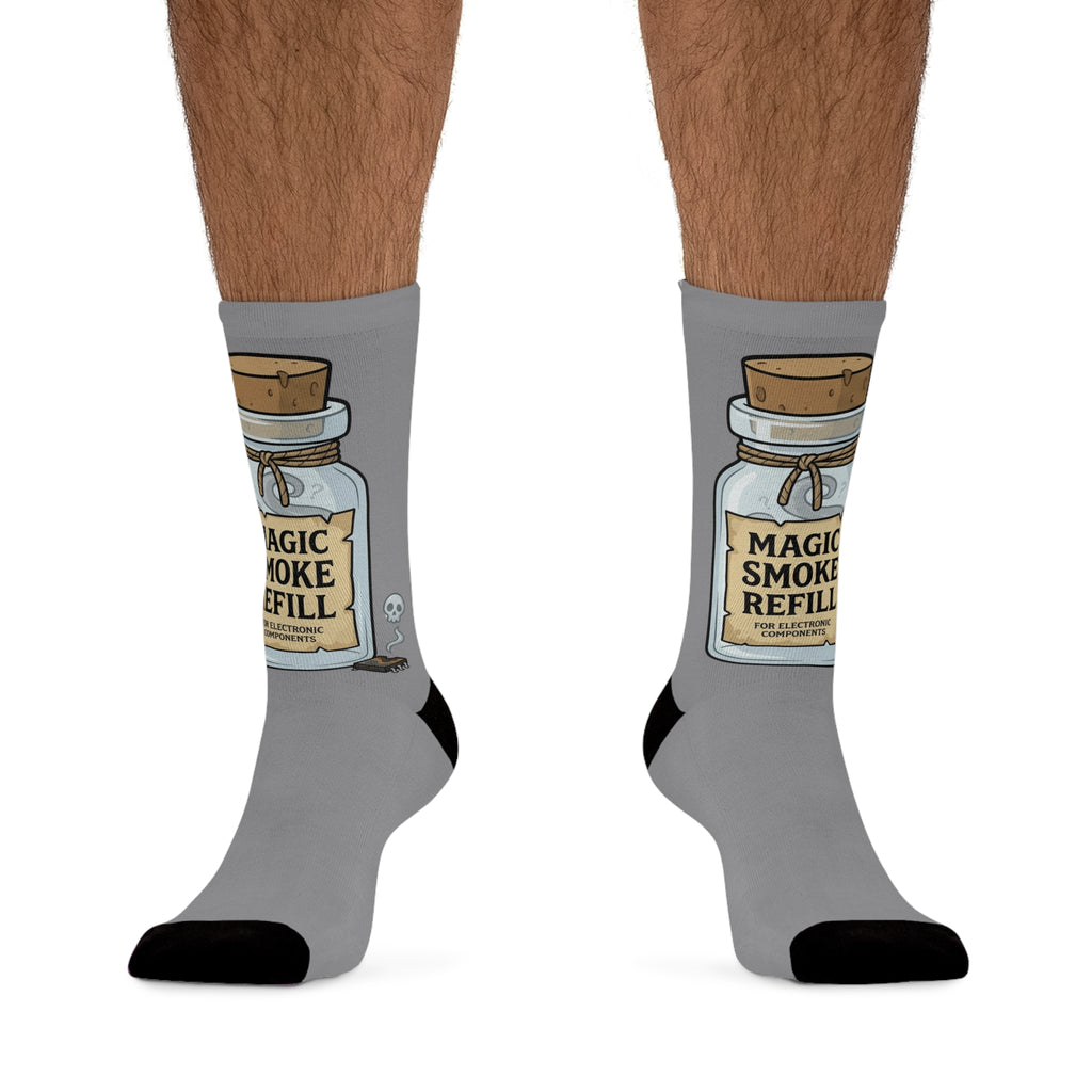 Magic Smoke Refill Socks — Electronics Humor Novelty Crew Socks
