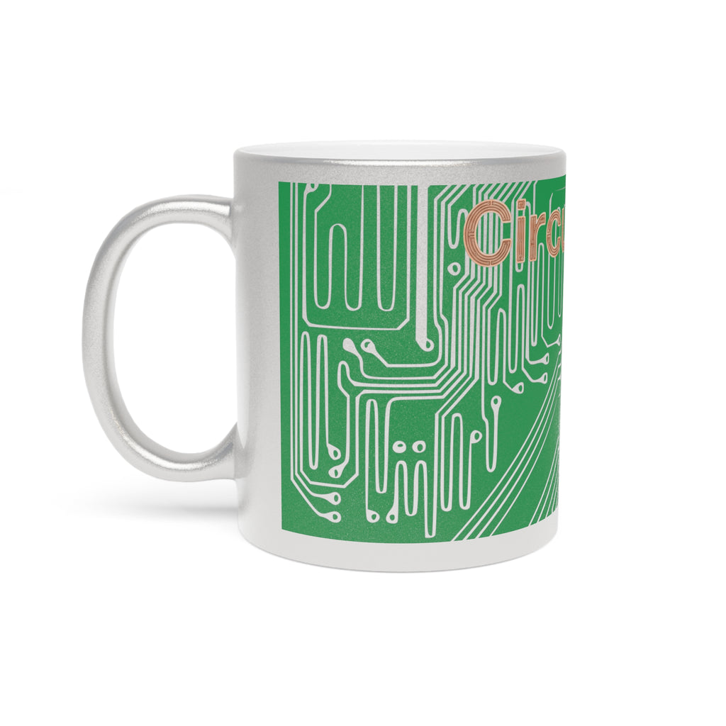Circuit Board Trace Metallic Mug — Silver or Gold