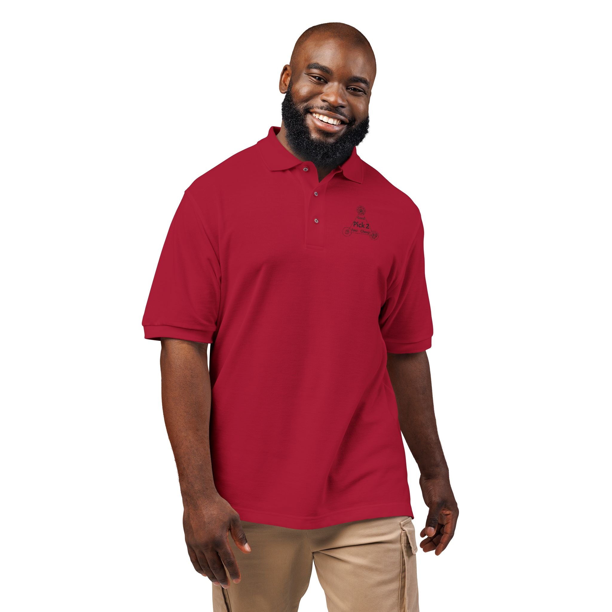 'Good, Fast, Cheap — Pick Two' Embroidered Polo Shirt