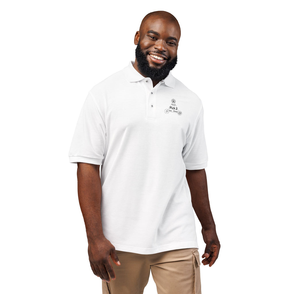'Good, Fast, Cheap — Pick Two' Embroidered Polo Shirt