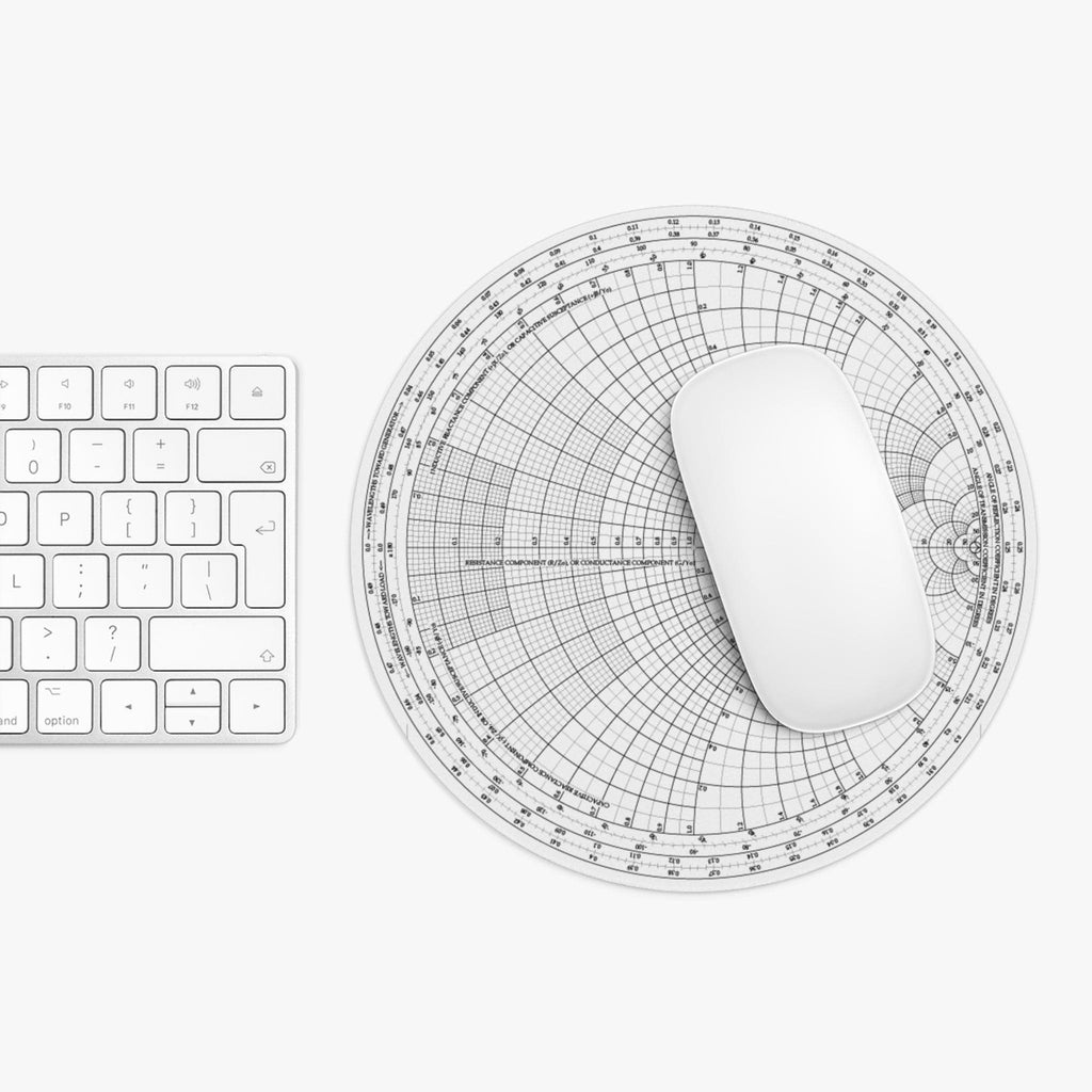Circuit Swag Home Decor One size / Round RF Engineering Smith Chart Mouse Pad — Electronics Engineer Desk Mat