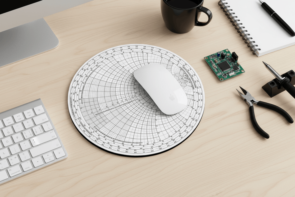 Circuit Swag Home Decor One size / Round RF Engineering Smith Chart Mouse Pad — Electronics Engineer Desk Mat