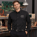 Circuit Swag Long-sleeve Black/Light Stone / XS 555 Timer IC Outline Embroidered Long Sleeve Shirt