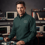 Circuit Swag Long-sleeve Dark Green/Navy / S 555 Timer IC Outline Embroidered Long Sleeve Shirt