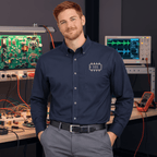 Circuit Swag Long-sleeve Navy/Light Stone / XS 555 Timer IC Outline Embroidered Long Sleeve Shirt