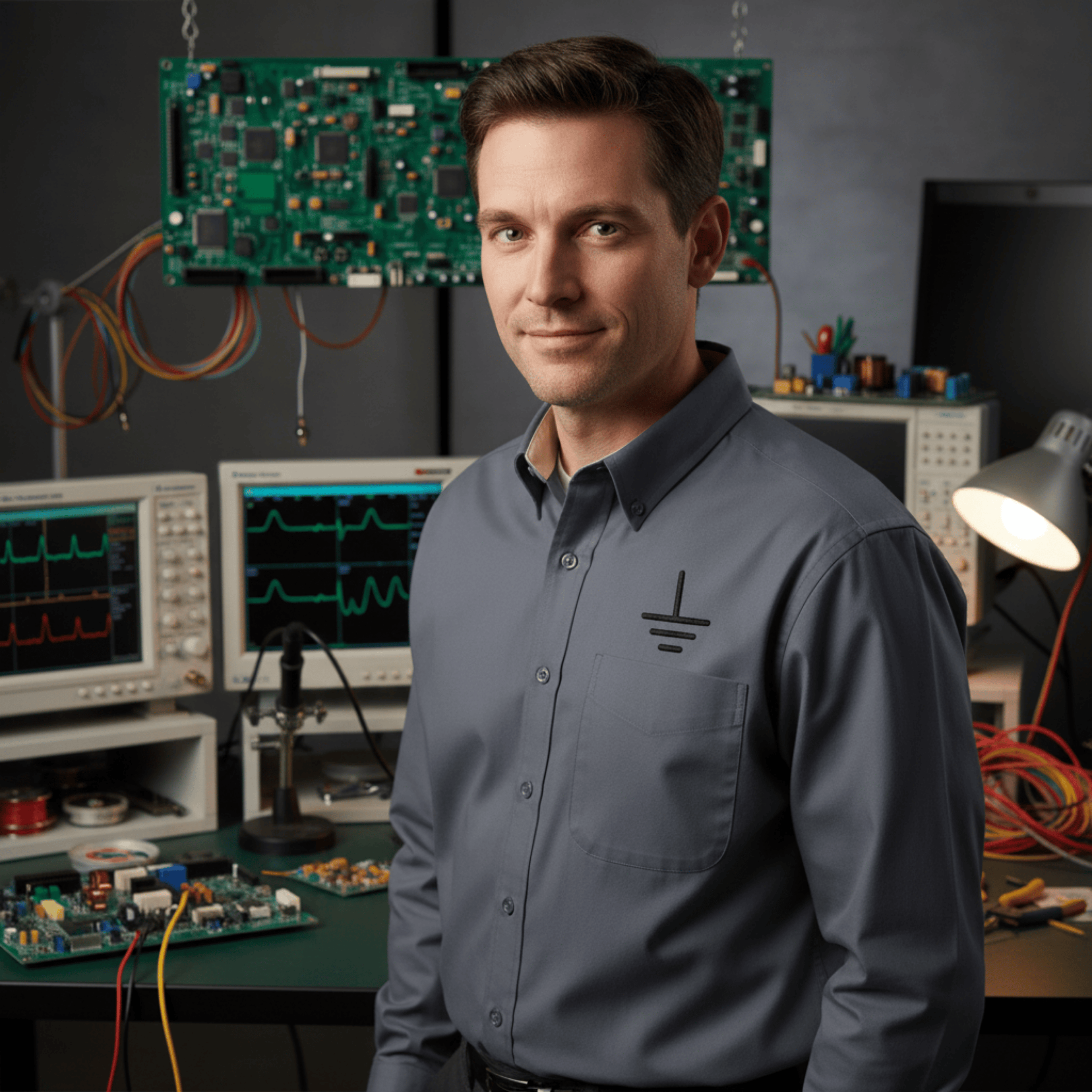 Circuit Swag Long-sleeve Steel Grey/Light Stone / XS Electronics Ground Symbol Embroidery Long Sleeve Shirt | Electrical Engineering Tee