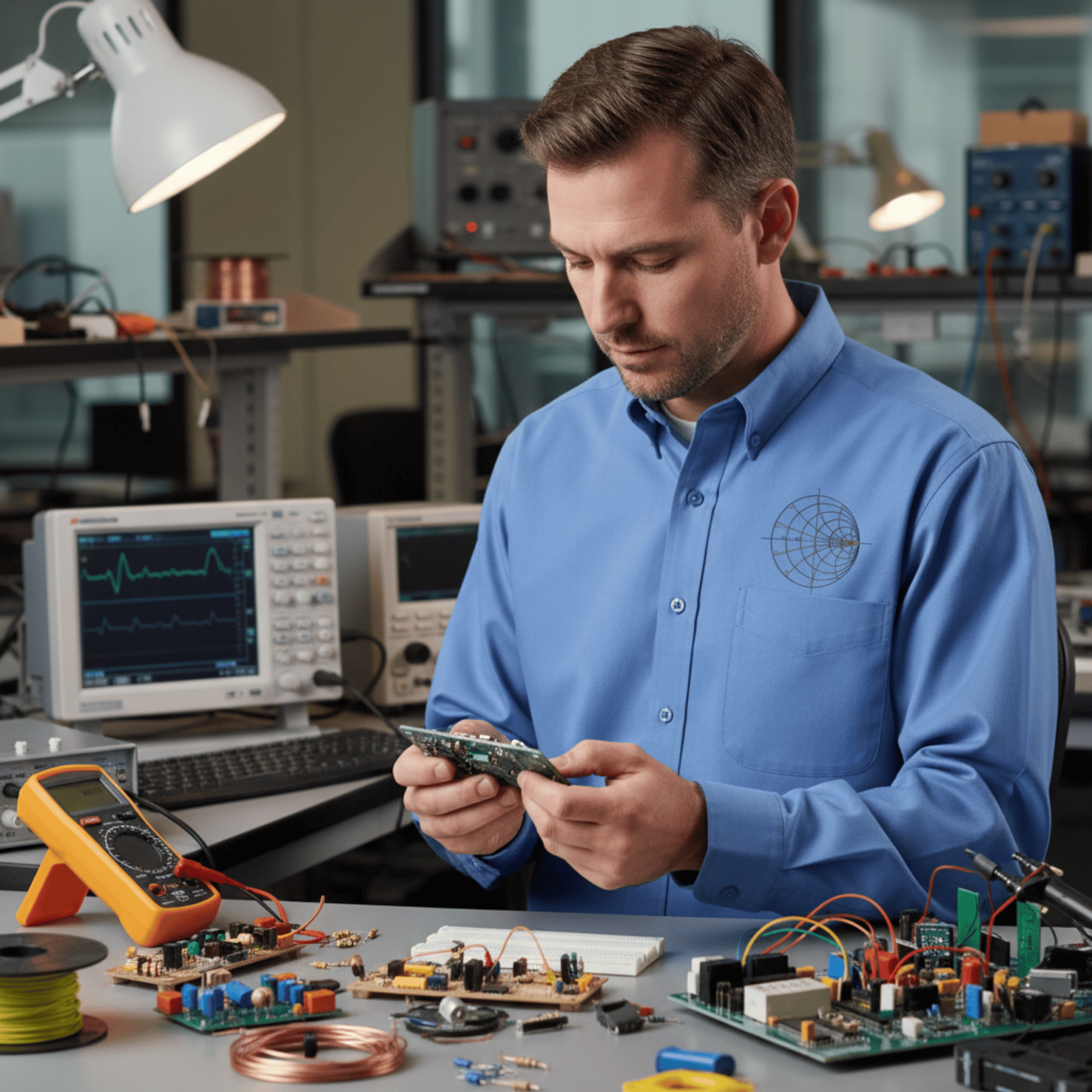 Circuit Swag Long-sleeve Ultramarine Blue / XS RF Engineer Smith Chart Embroidered Long Sleeve Shirt