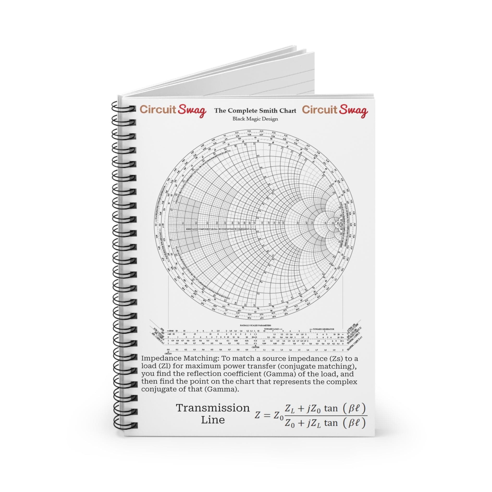 Circuit Swag Paper products One Size RF Engineering Smith Chart Spiral Notebook — Ruled Engineering Journal