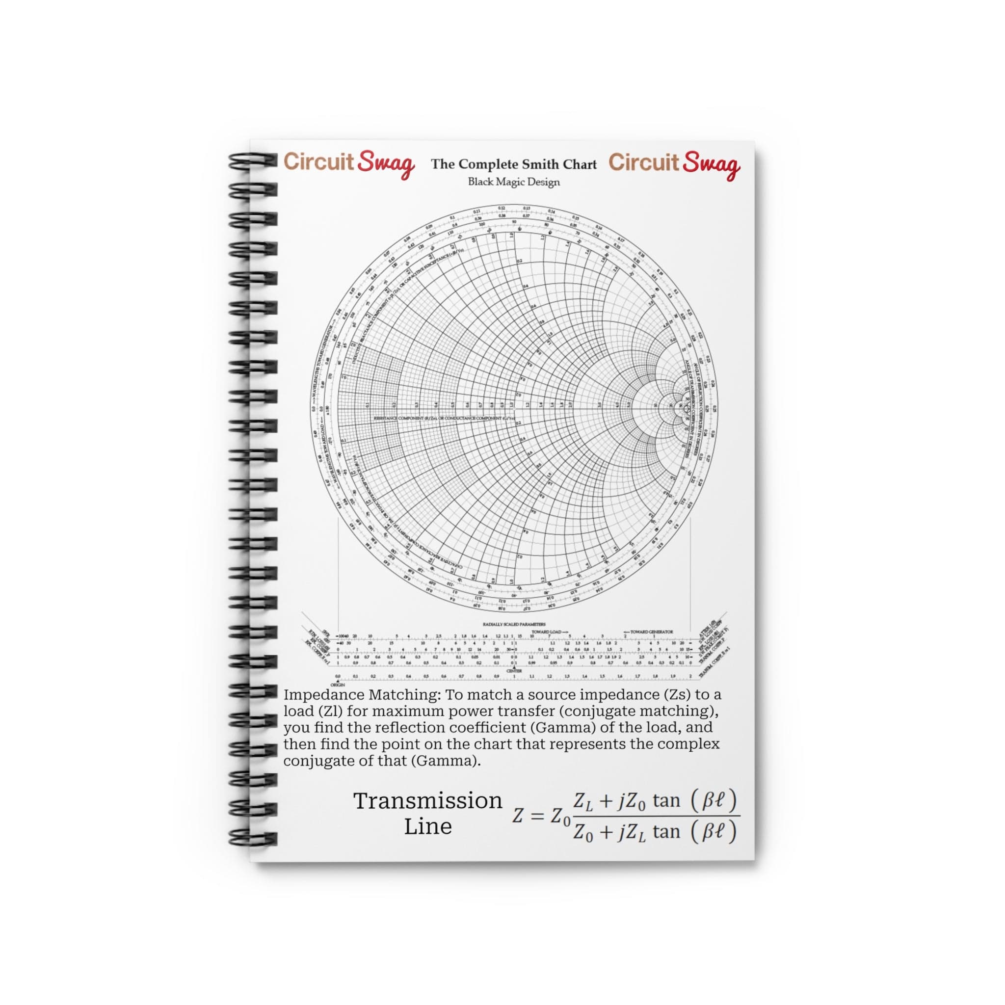 Circuit Swag Paper products One Size RF Engineering Smith Chart Spiral Notebook — Ruled Engineering Journal