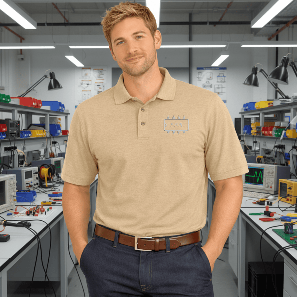 Circuit Swag T-Shirt 555 Timer Chip Retro-Tech Polo Shirt | Electronic Engineer Tribute