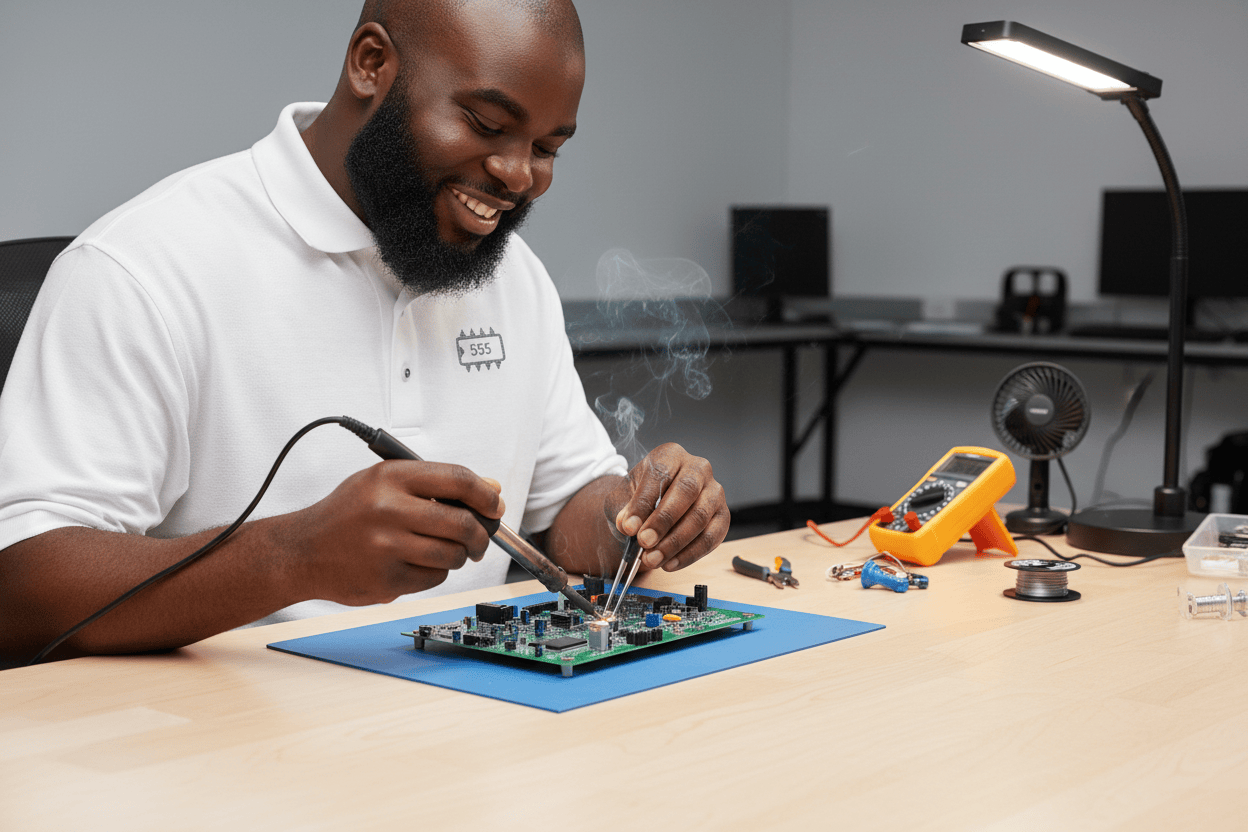 Circuit Swag T-Shirt 555 Timer Chip Retro-Tech Polo Shirt | Electronic Engineer Tribute