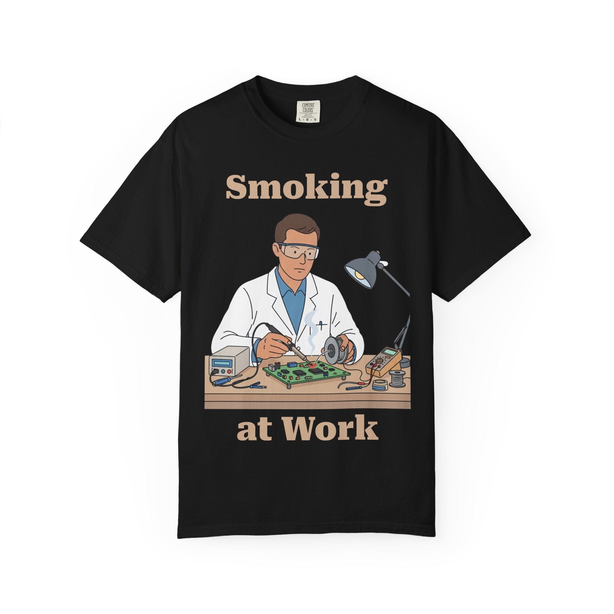 Circuit Swag T-Shirt Black / S Smoking at Work T-Shirt — Funny Electronic Repair Tech Tee