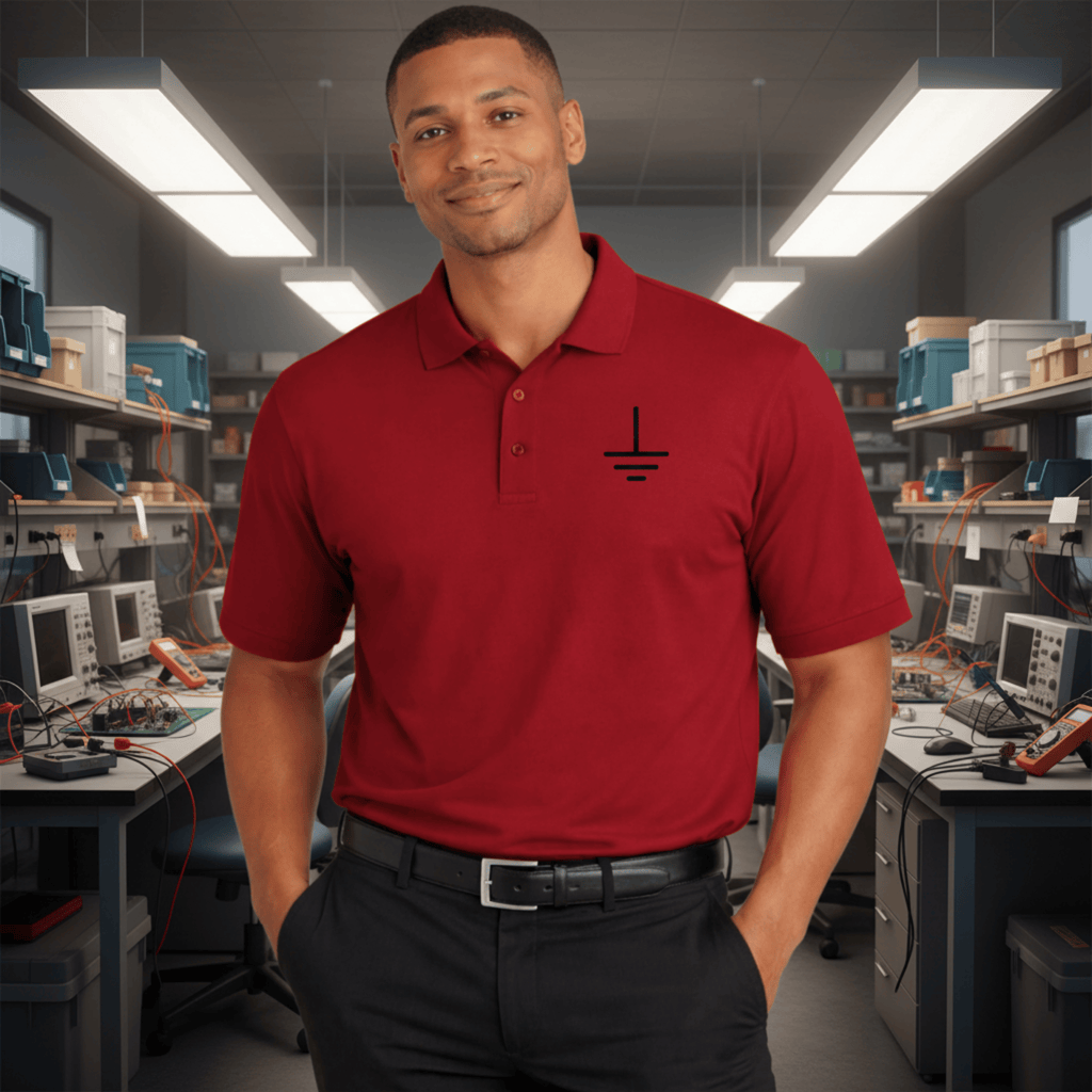 Circuit Swag T-Shirt Earth Ground Symbol Embroidered Polo Shirt