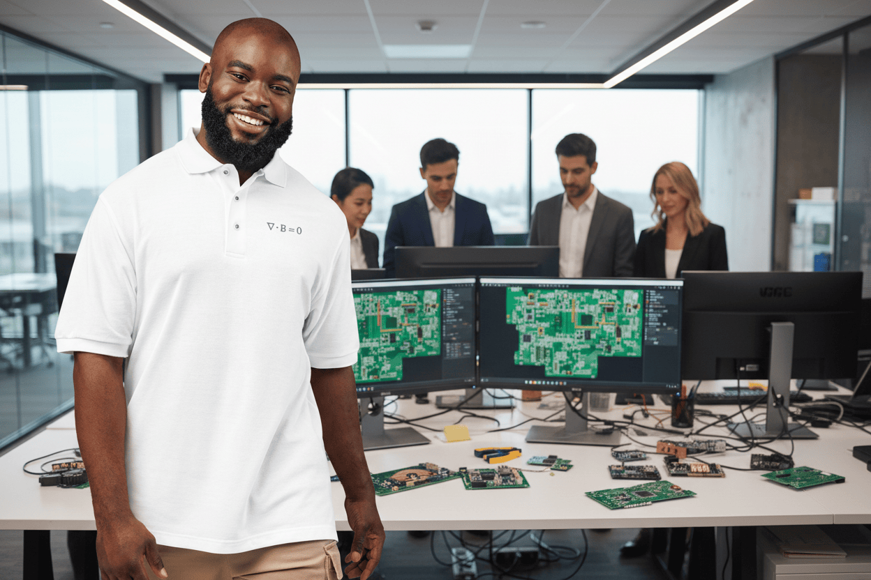 Circuit Swag T-Shirt Gauss Law for Magnetism Embroidered Polo  Physics Nerd Logo Main image