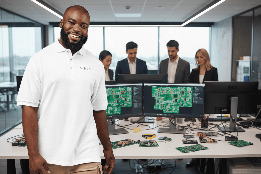 Circuit Swag T-Shirt Gauss Law for Magnetism Embroidered Polo  Physics Nerd Logo