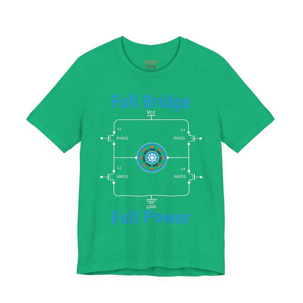 Circuit Swag T-Shirt Heather Kelly / S H‑Bridge Motor Control Tee — "Full Bridge. Full Power"