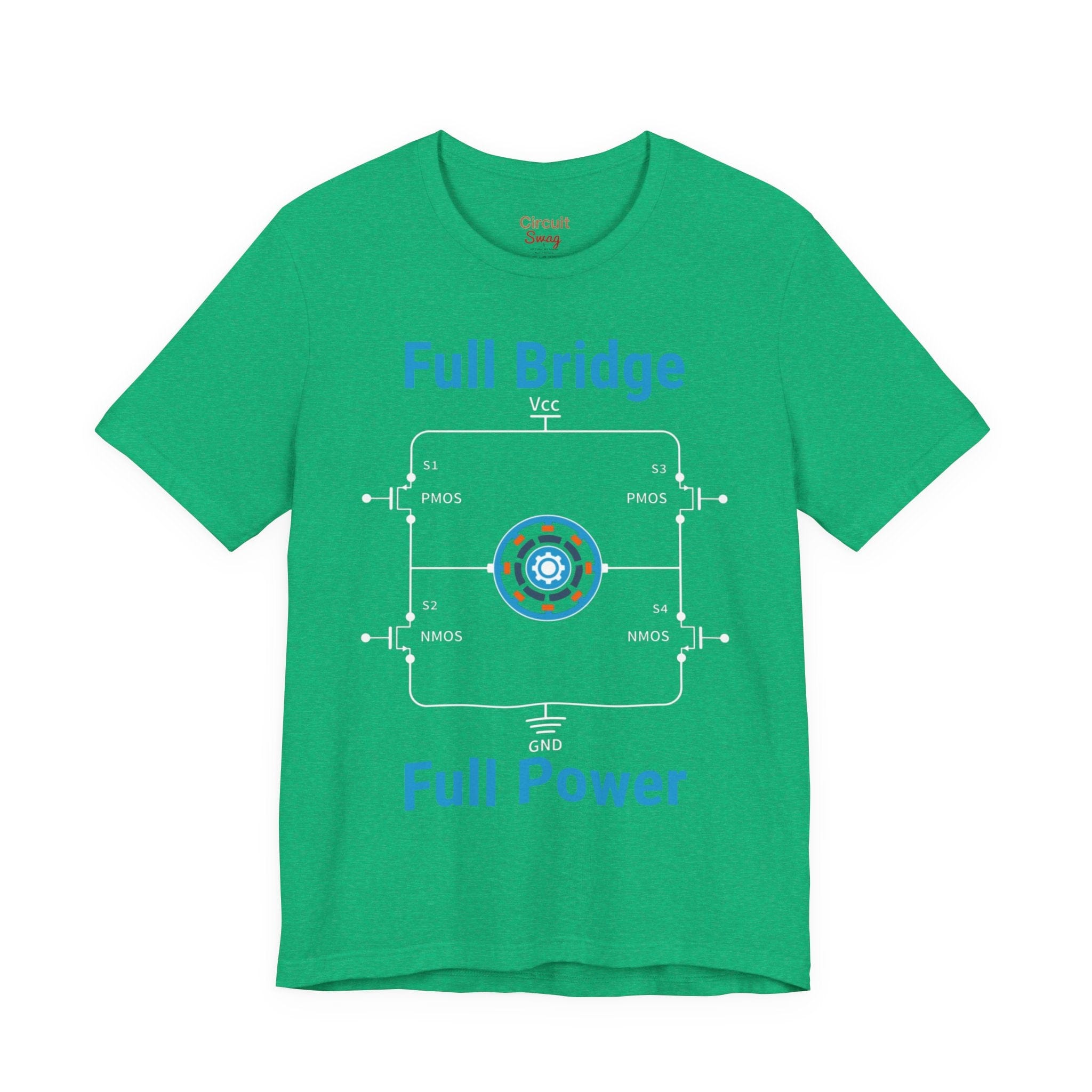 Circuit Swag T-Shirt Heather Kelly / S H‑Bridge Motor Control Tee — "Full Bridge. Full Power"