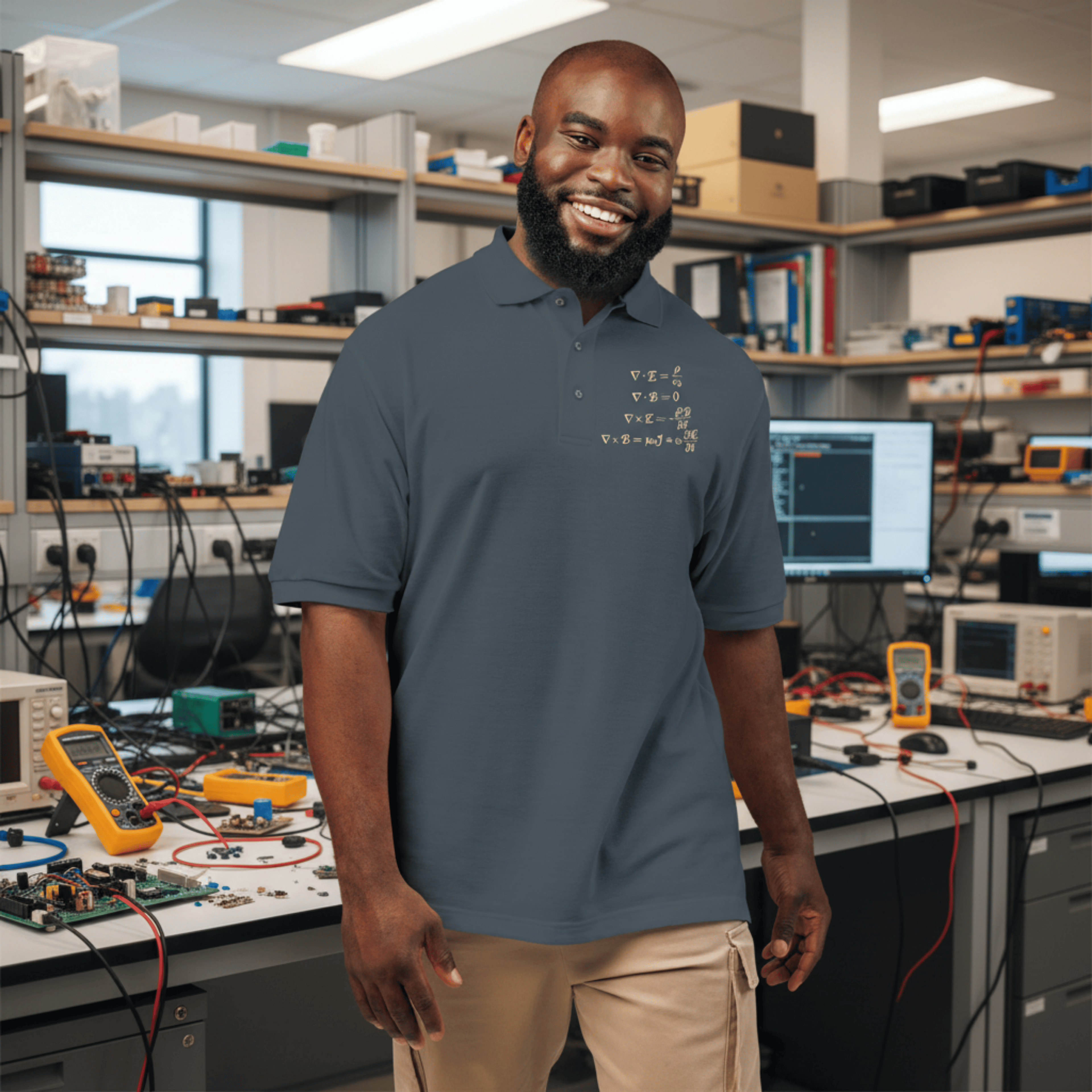 Circuit Swag T-Shirt Maxwell's Equations Embroidered Polo — Differential Form Physics Shirt
