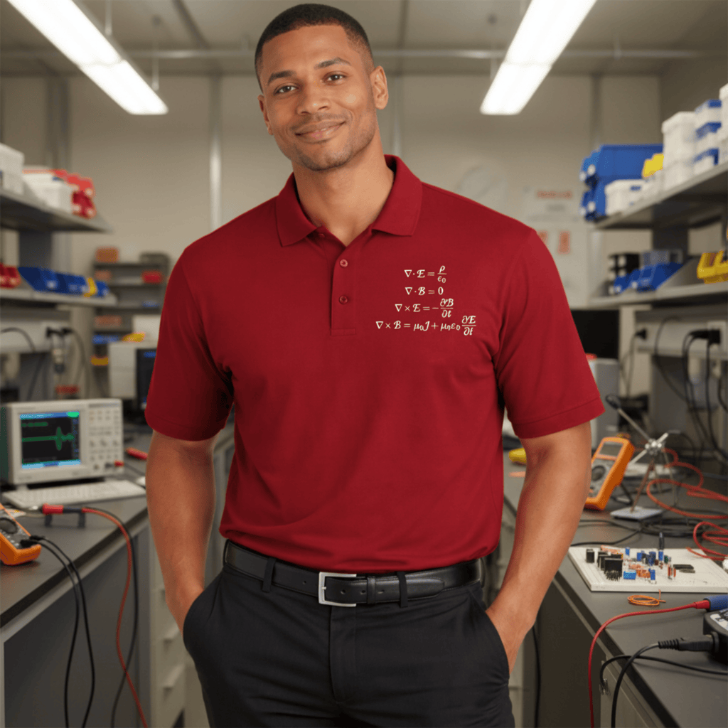 Circuit Swag T-Shirt Maxwell's Equations Embroidered Polo — Differential Form Physics Shirt