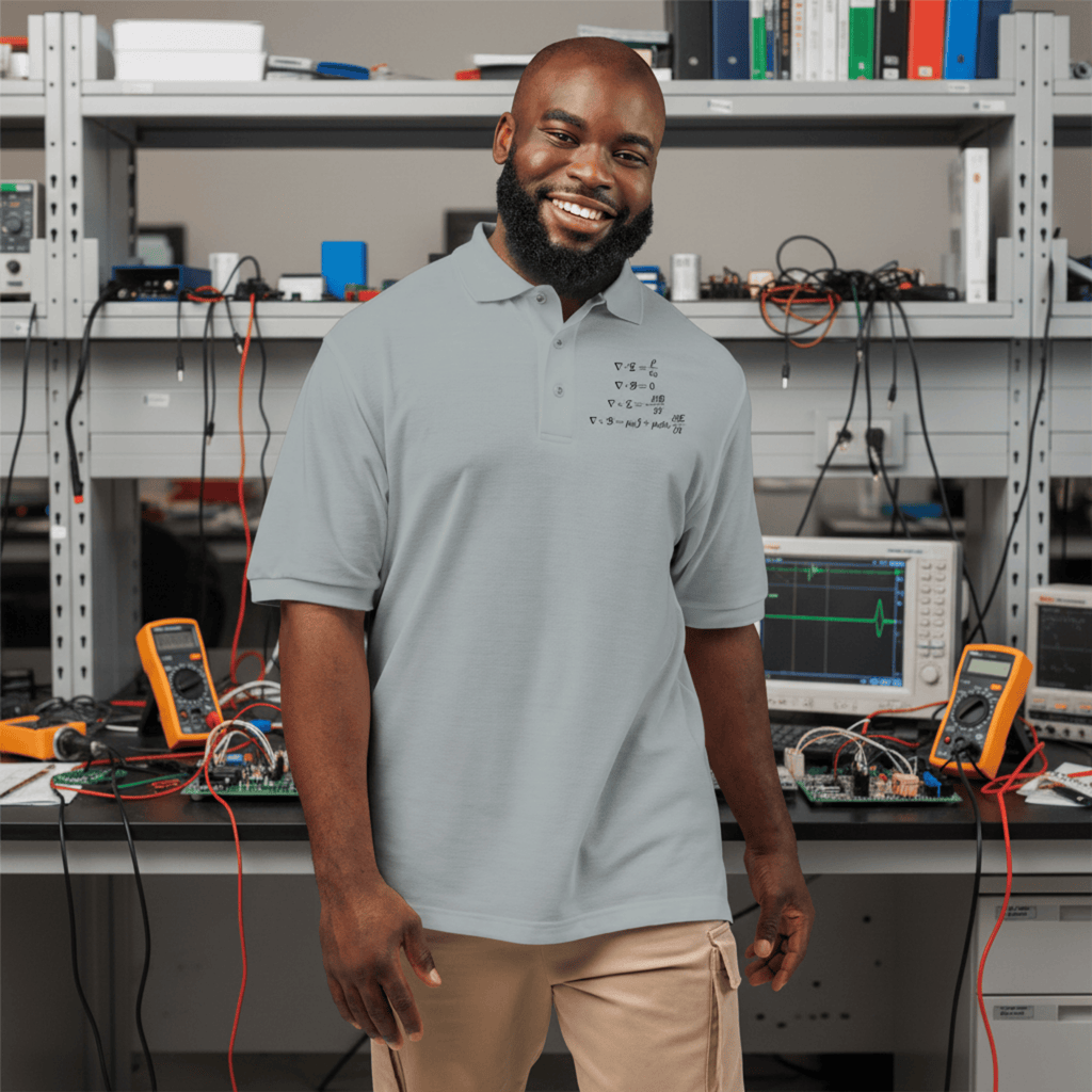 Circuit Swag T-Shirt Maxwell's Equations Embroidered Polo — Differential Form Physics Shirt