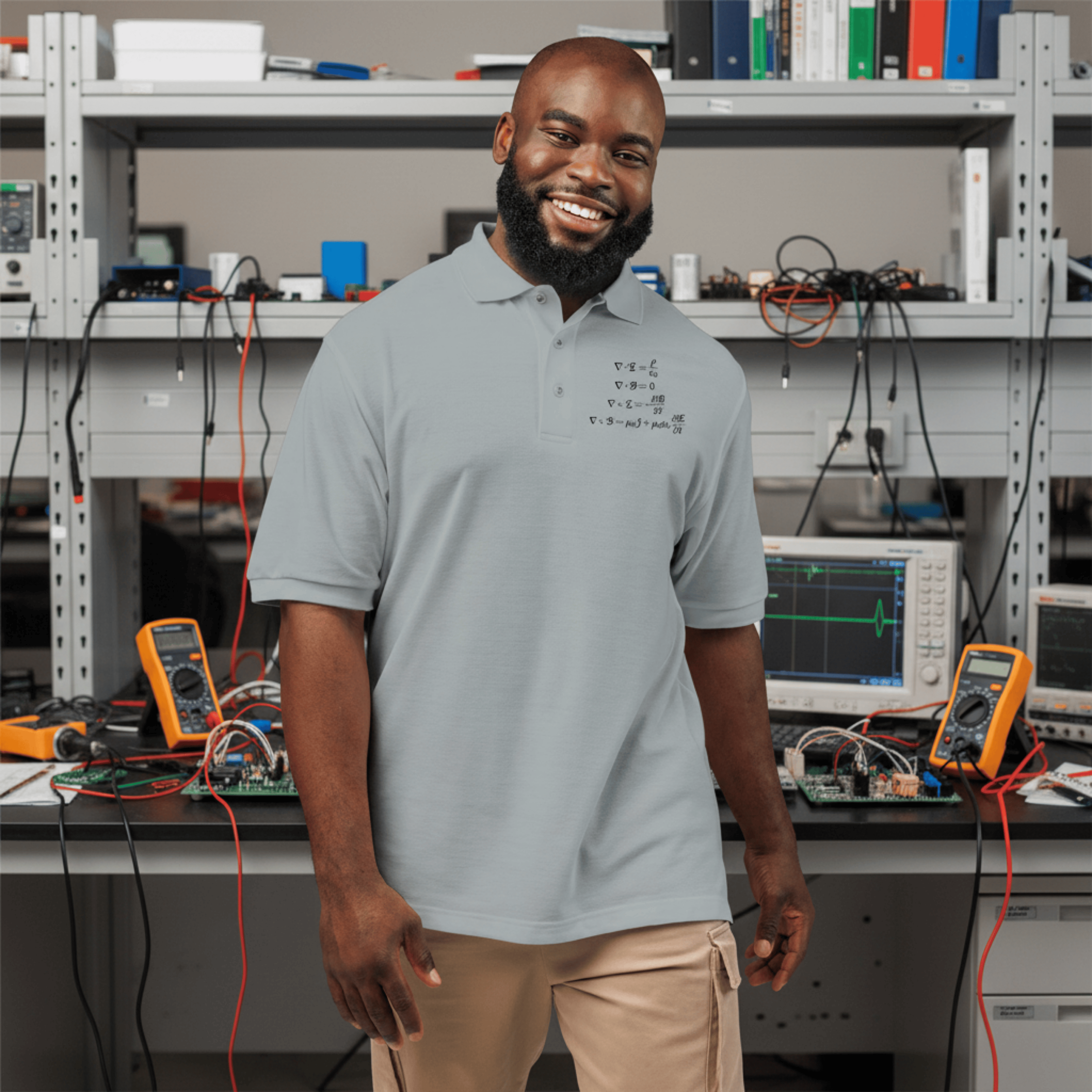 Circuit Swag T-Shirt Maxwell's Equations Embroidered Polo — Differential Form Physics Shirt