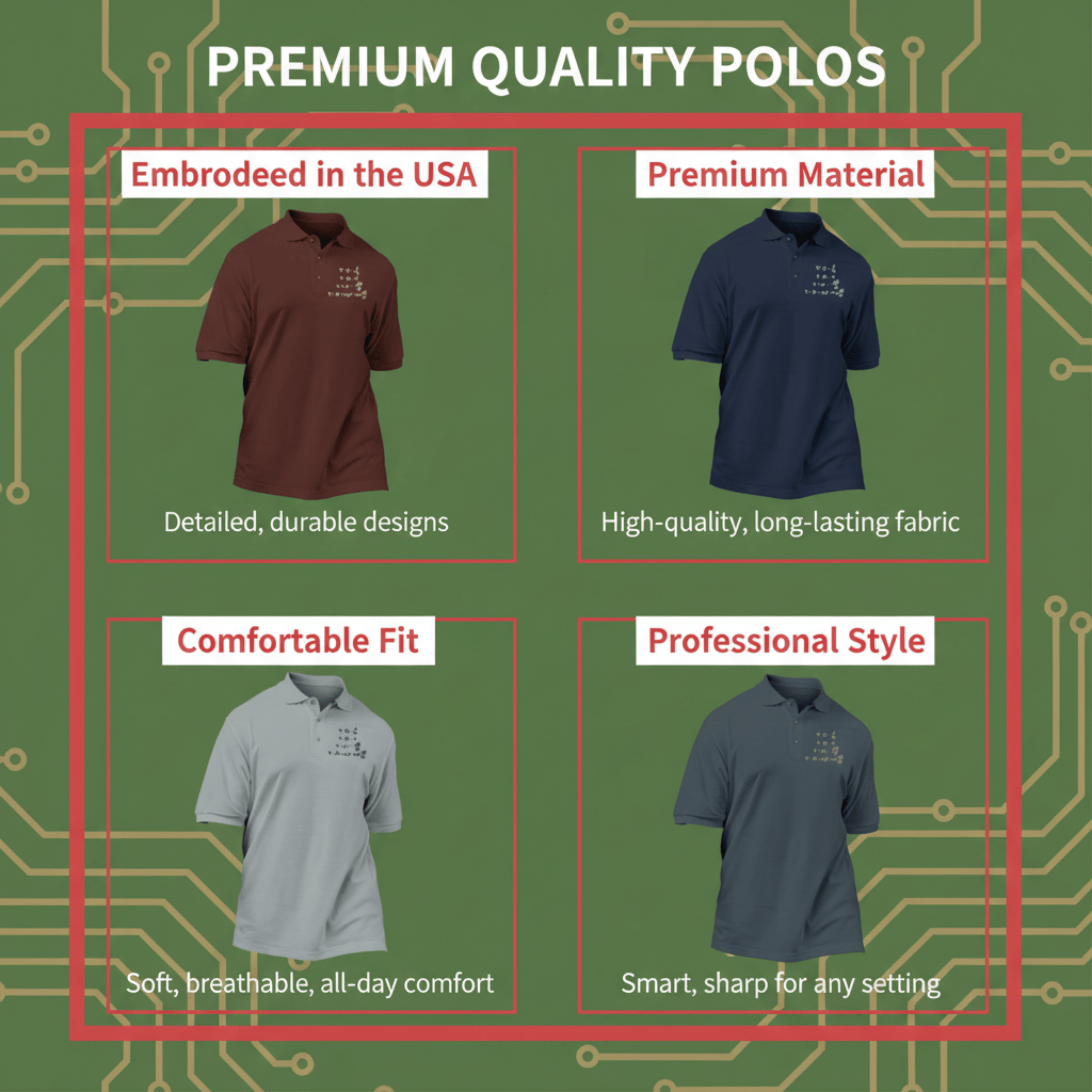 Circuit Swag T-Shirt Maxwell's Equations Embroidered Polo — Differential Form Physics Shirt