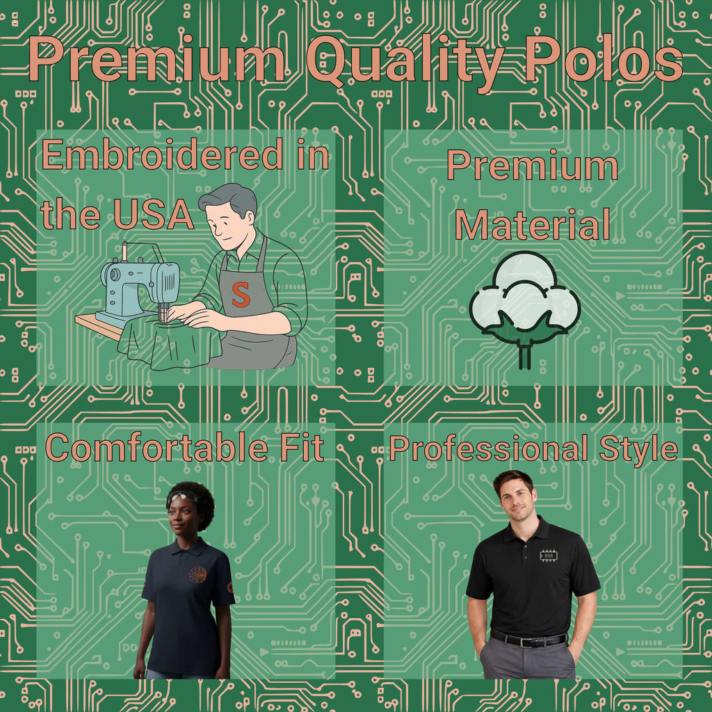 Circuit Swag T-Shirt RF Engineering Smith Chart Embroidered Polo