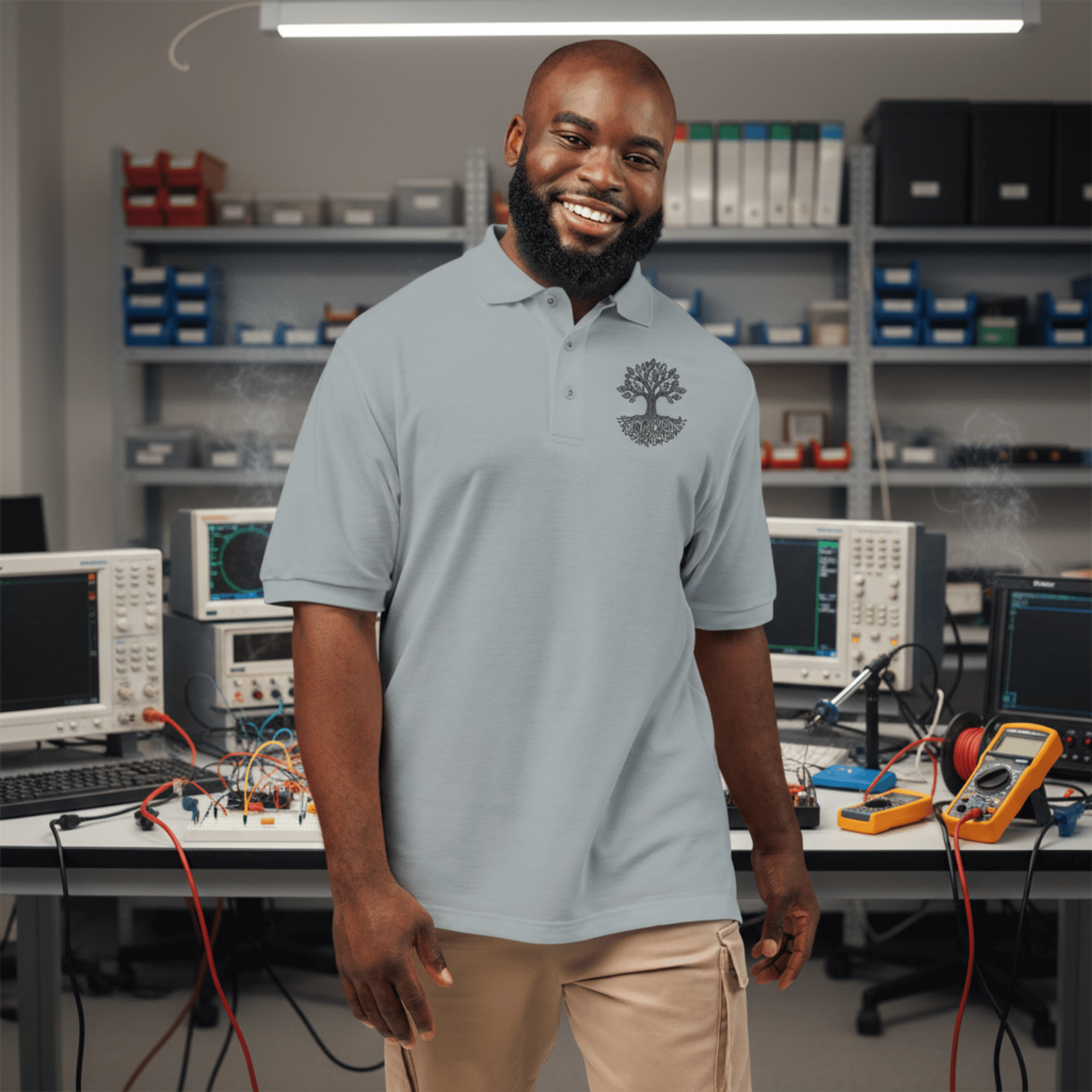 Circuit Swag T-Shirt S / Cool Grey Circuit Tree Embroidered Polo — Tech Engineer Polo Shirt