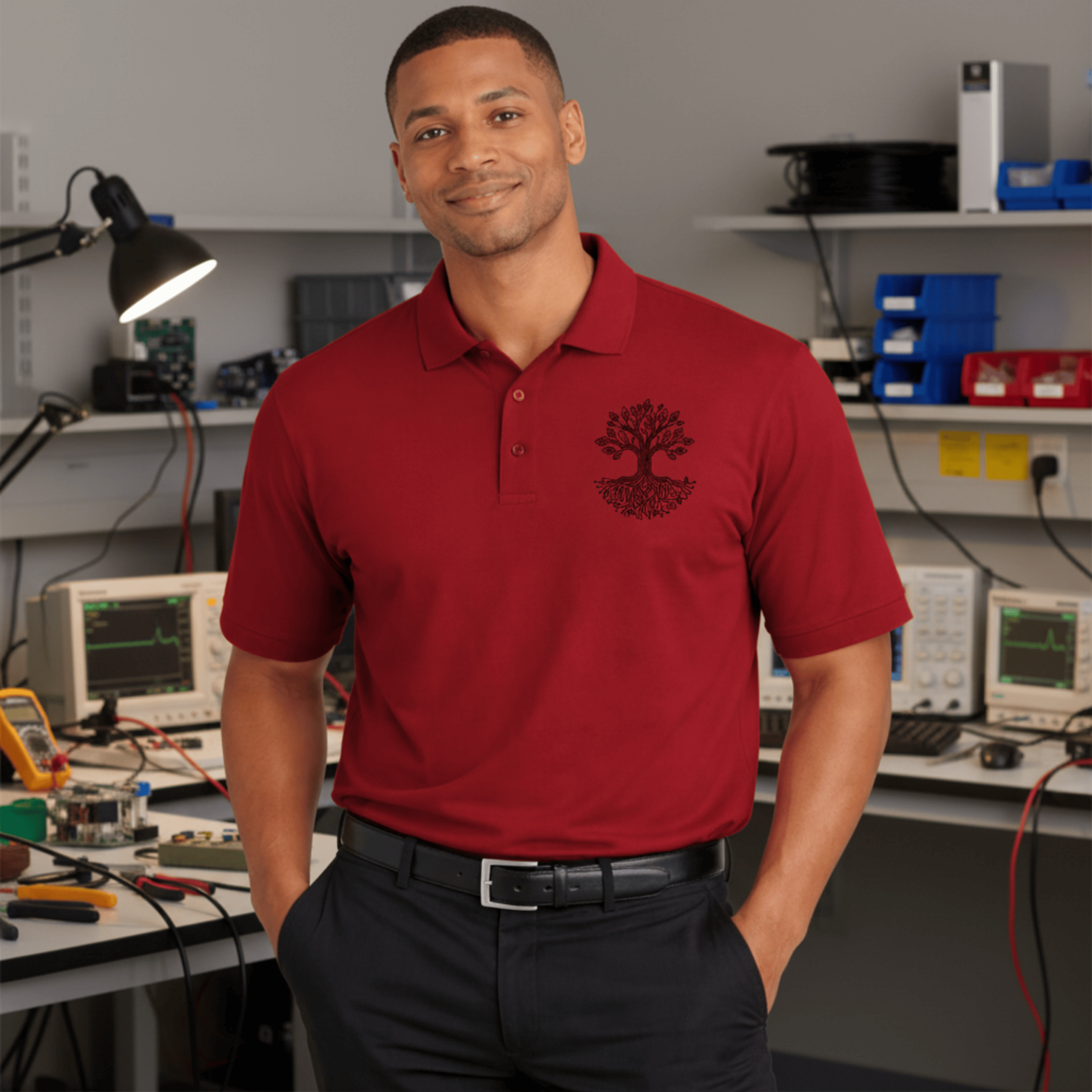 Circuit Tree Embroidered Polo — Tech Engineer Polo Shirt Secondary image