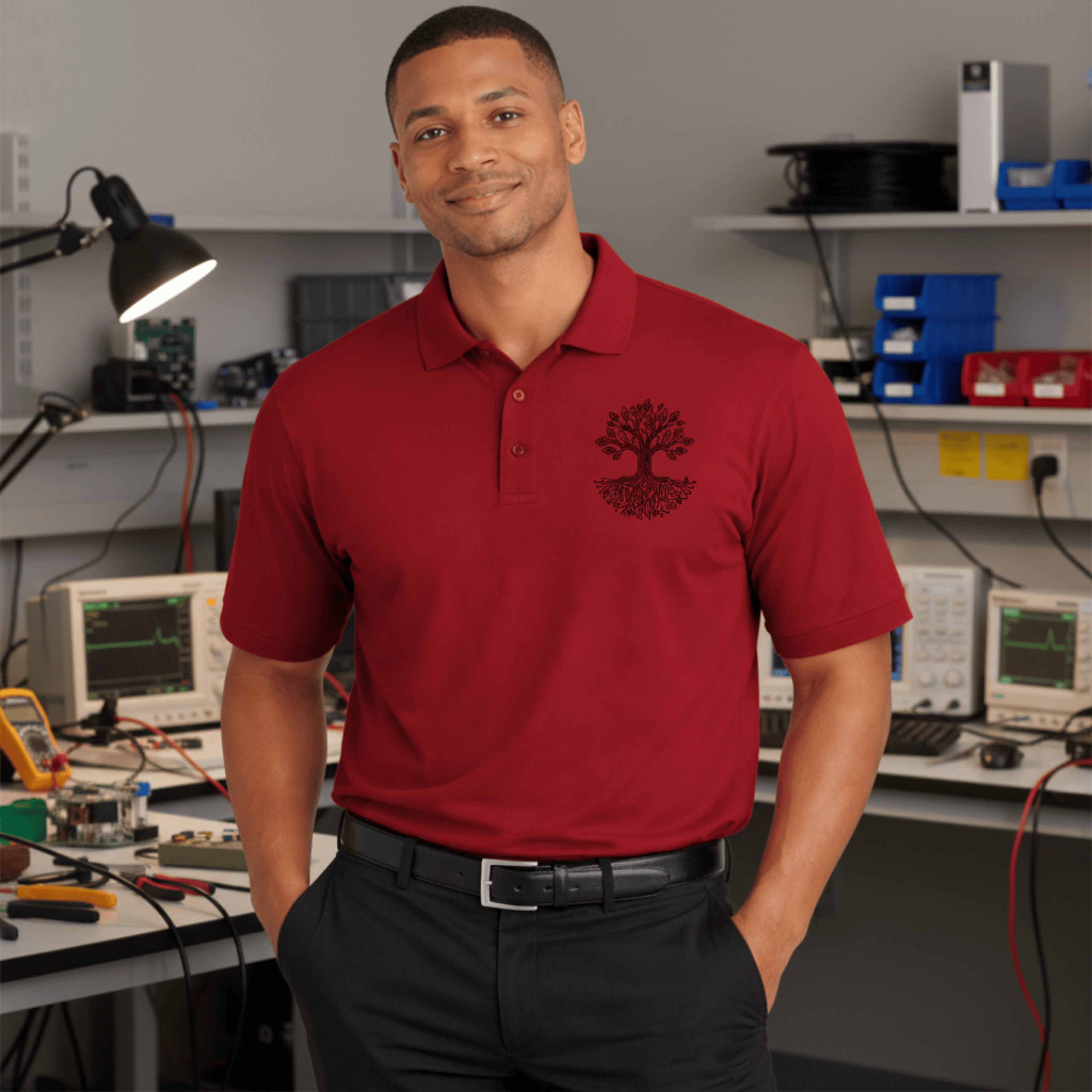 Circuit Swag T-Shirt S / Red Circuit Tree Embroidered Polo — Tech Engineer Polo Shirt