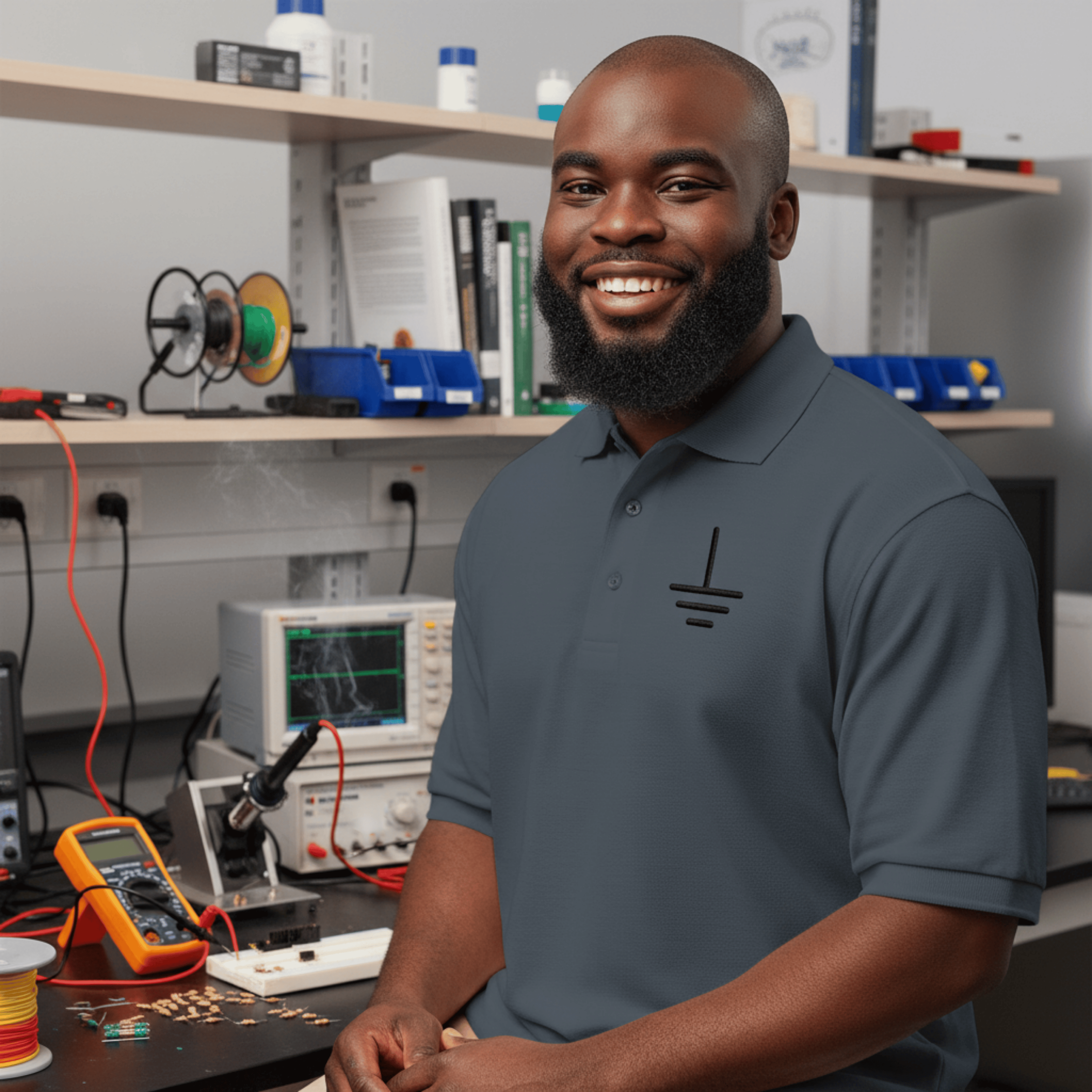 Circuit Swag T-Shirt S / Steel Grey Earth Ground Symbol Embroidered Polo Shirt