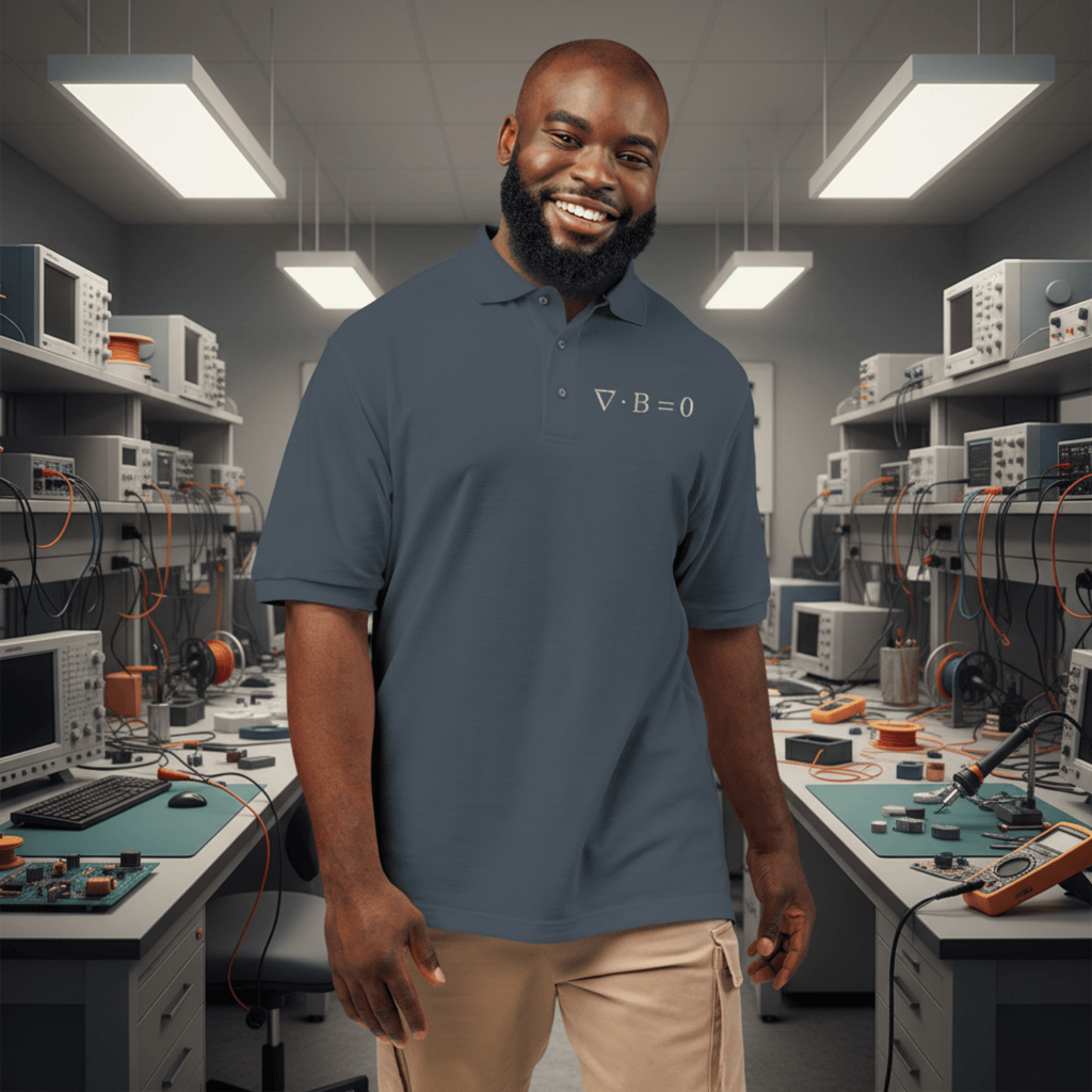 Circuit Swag T-Shirt S / Steel Grey Gauss Law for Magnetism Embroidered Polo  Physics Nerd Logo