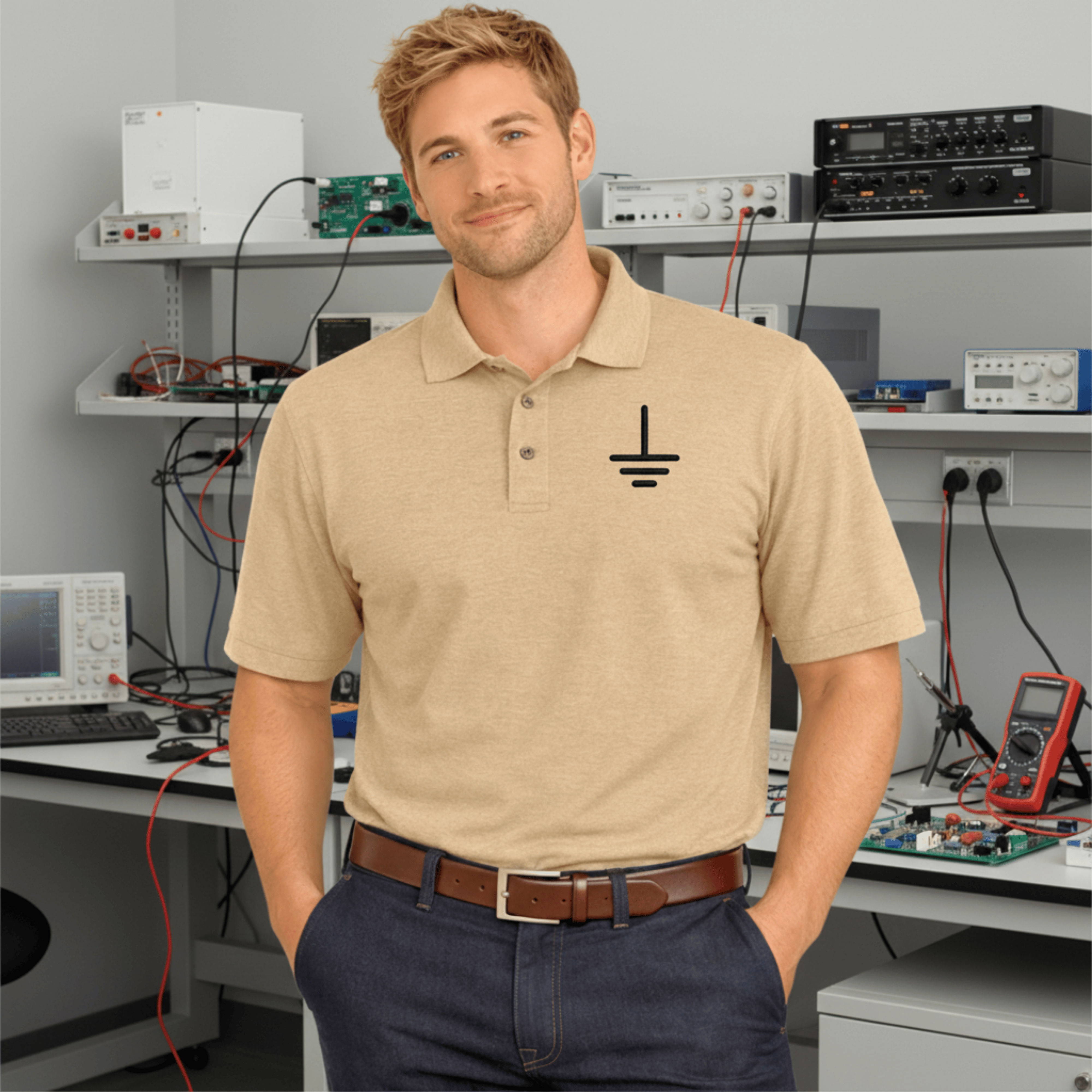 Earth Ground Symbol Embroidered Polo Shirt Secondary image