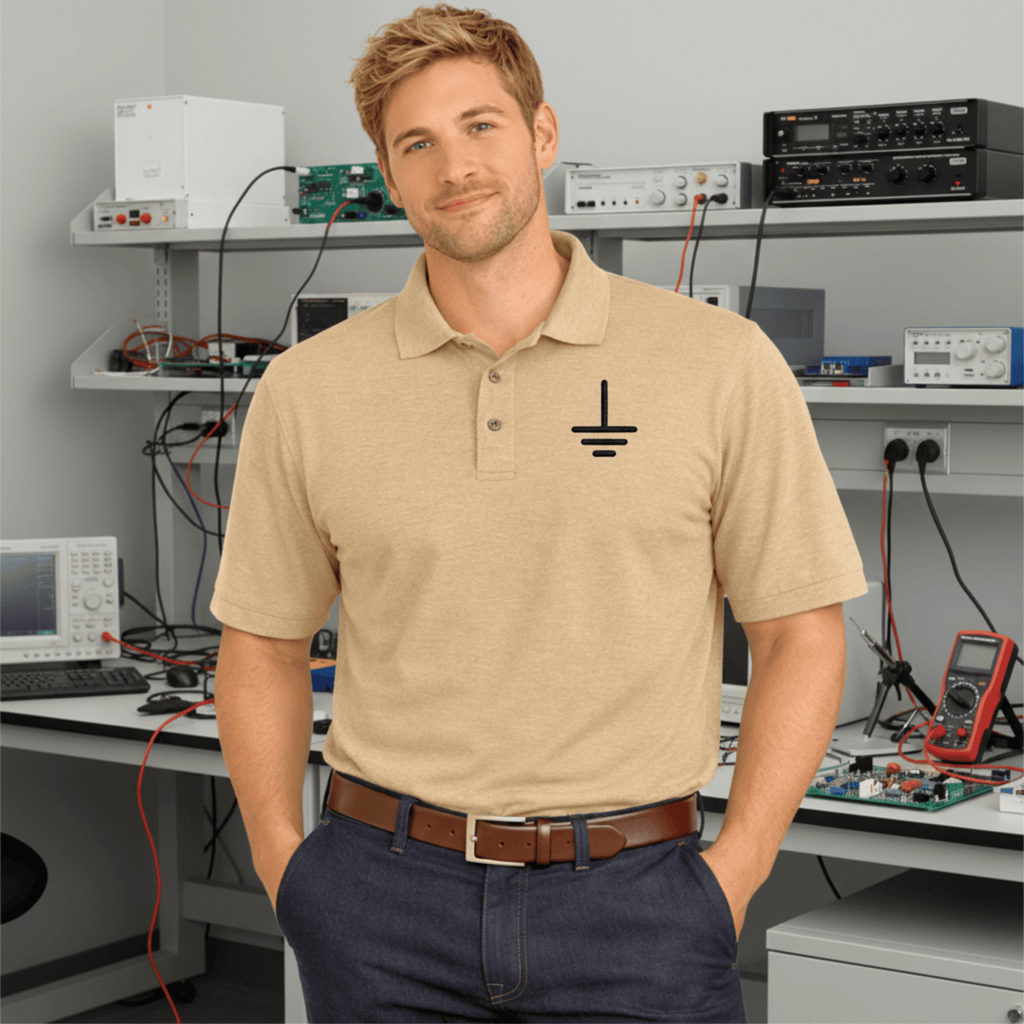 Circuit Swag T-Shirt S / Stone Earth Ground Symbol Embroidered Polo Shirt