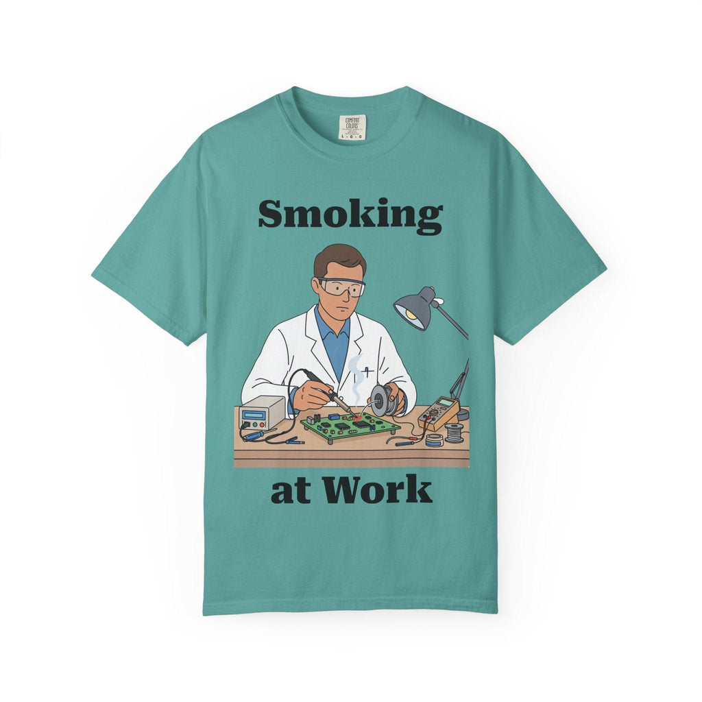Circuit Swag T-Shirt Seafoam / S Smoking at Work T-Shirt — Funny Electronic Repair Tech Tee