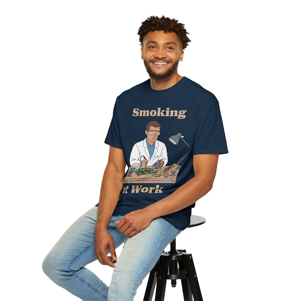 Circuit Swag T-Shirt True Navy / S Smoking at Work T-Shirt — Funny Electronic Repair Tech Tee