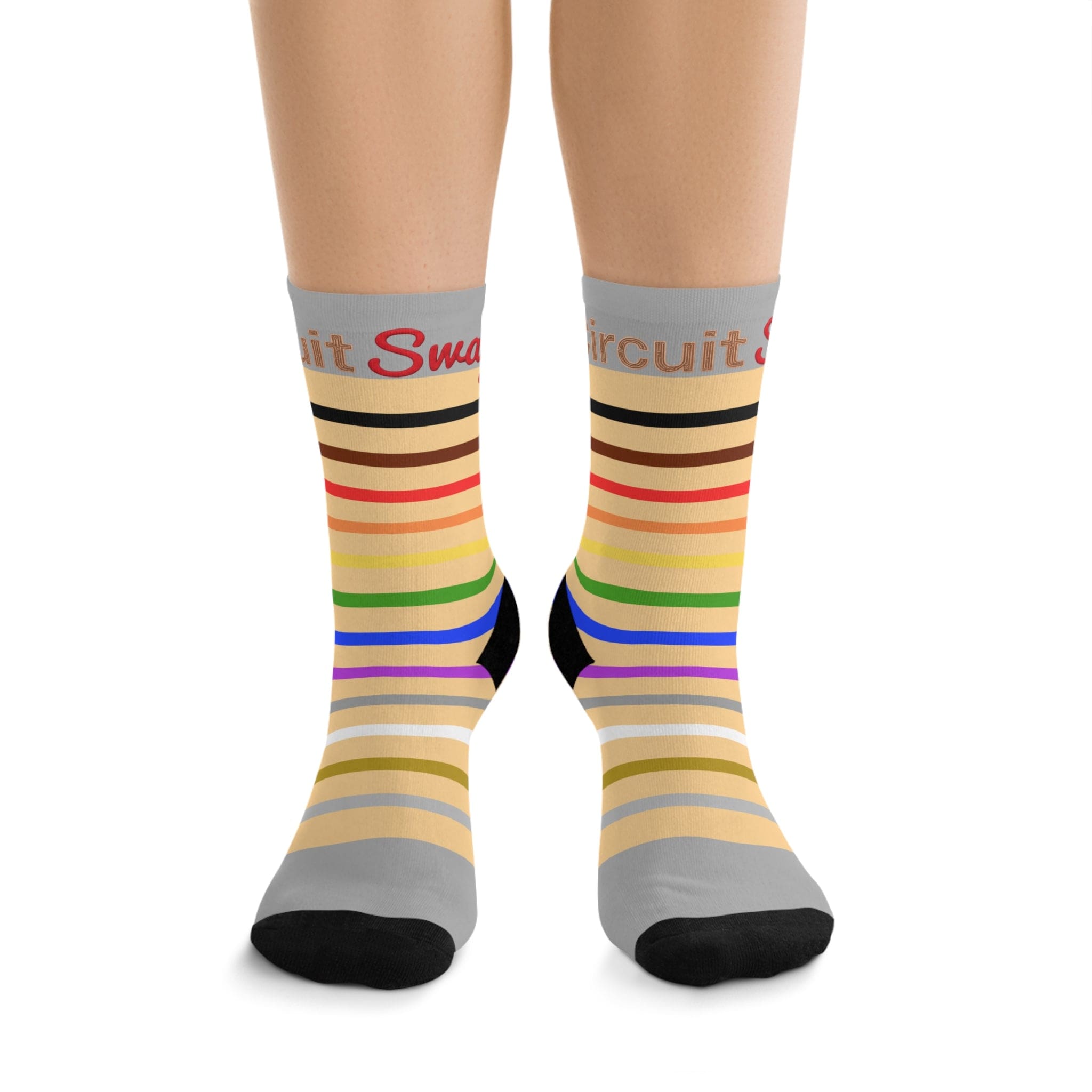 Printify All Over Prints One size Resistor Color Code Socks — Tech Humor Recycled Poly Socks Main image