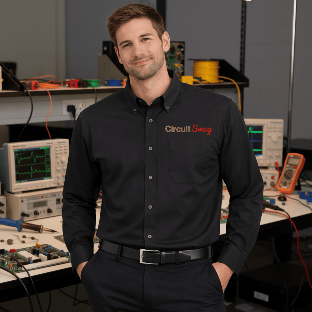 Printify Long-sleeve Black/Light Stone / XS Circuit Swag Embroidered Long Sleeve Shirt — Electrical Engineer / Computer Scientist