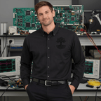 Printify Long-sleeve Black/Light Stone / XS Circuit Traces Tree Embroidered Long Sleeve Shirt