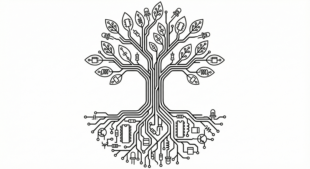 Printify Long-sleeve Circuit Traces Tree Embroidered Long Sleeve Shirt