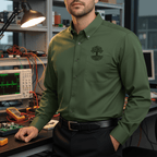Printify Long-sleeve Clover Green / XS Circuit Traces Tree Embroidered Long Sleeve Shirt