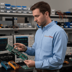 Printify Long-sleeve Light Blue/Light Stone / XS Circuit Swag Embroidered Long Sleeve Shirt — Electrical Engineer / Computer Scientist