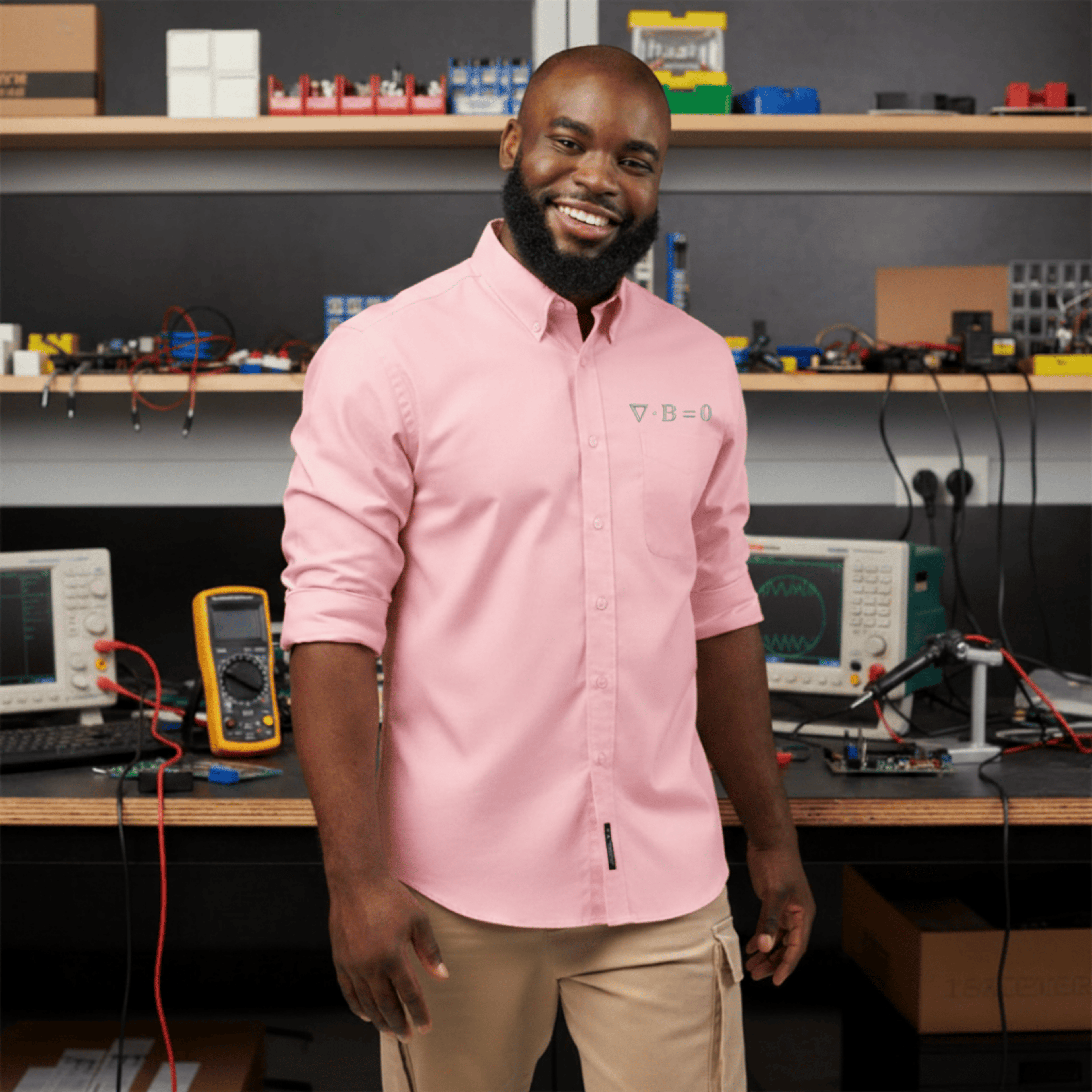 Printify Long-sleeve Light Pink / XS Maxwells Golden Rule Gausss Law for Magnetism Long Sleeve Shirt: Scientific Crest