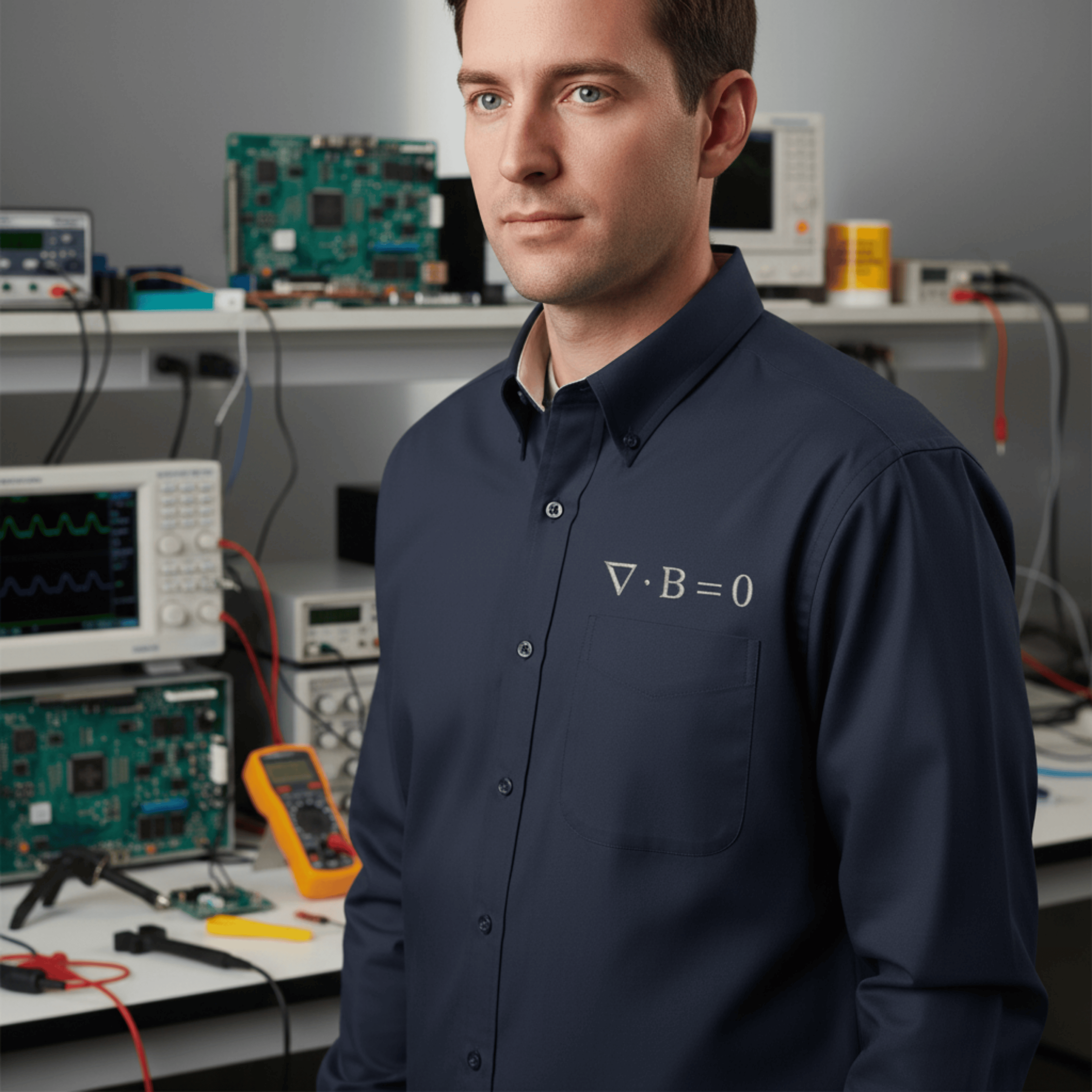 Printify Long-sleeve Navy/Light Stone / XS Maxwells Golden Rule Gausss Law for Magnetism Long Sleeve Shirt: Scientific Crest